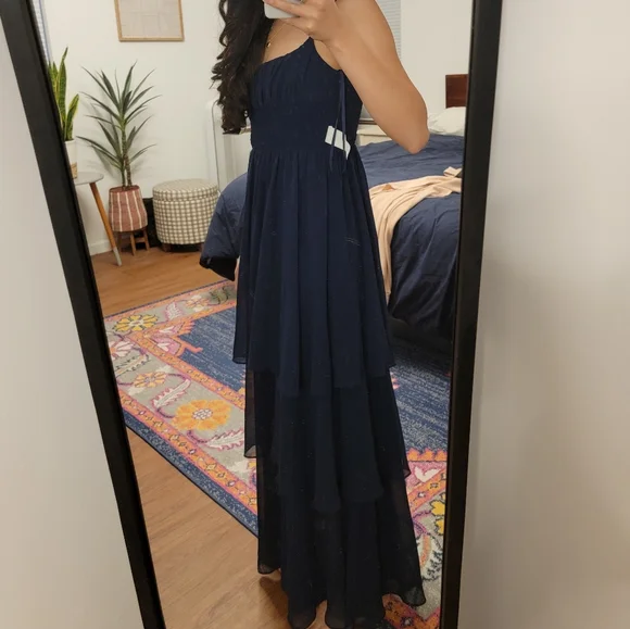 chinese dress ladies FAME AND PARTNERS Champagne Strappy Maxi Dress (US 10